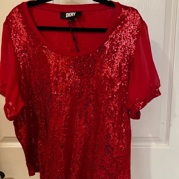 NWT DKNY Red Sequin Top - Picture 8 of 10